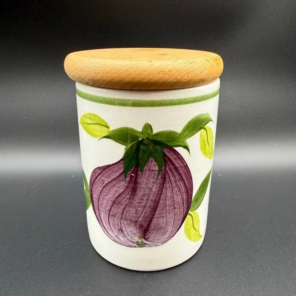 Vintage Portmeirion Kitchen Garden Canister Storage Jar Aubergine Cottage Boho